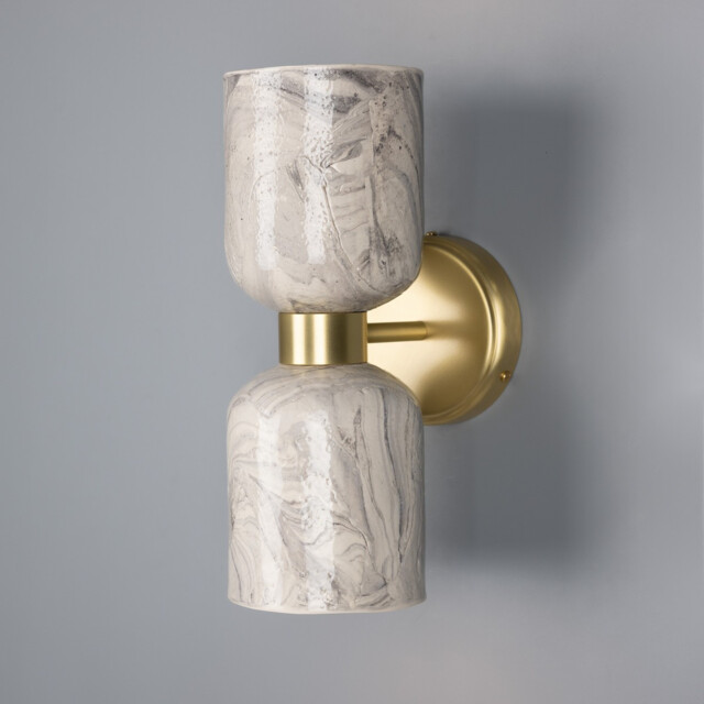 Sakura Wall Light Marbled, Satin Brass - image 1