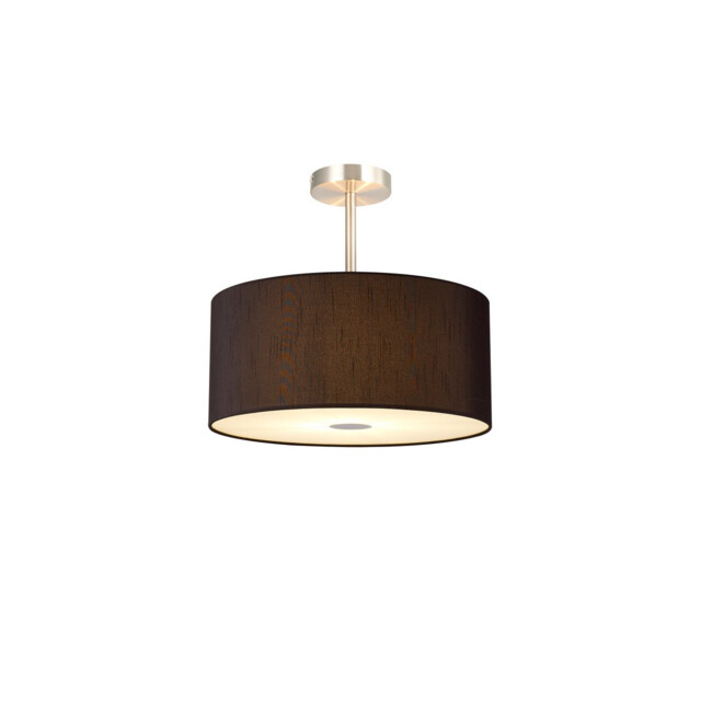 Baymont Satin Nickel 3 Light E27 Semi Flush With 40cm x 18cm x 18cm Faux Silk Shade, Black/White Laminate - image 1
