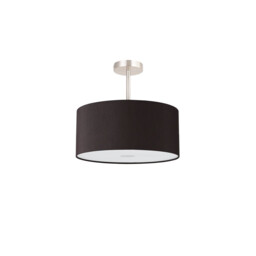 Baymont Satin Nickel 3 Light E27 Semi Flush With 40cm x 18cm x 18cm Faux Silk Shade, Black/White Laminate - thumbnail 5