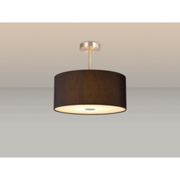 Baymont Satin Nickel 3 Light E27 Semi Flush With 40cm x 18cm x 18cm Faux Silk Shade, Black/White Laminate - thumbnail 2