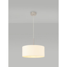 Baymont Satin Nickel E27 Single Pendant With 40cm x 18cm Faux Silk Shade, Ivory Pearl/White Laminate - thumbnail 2