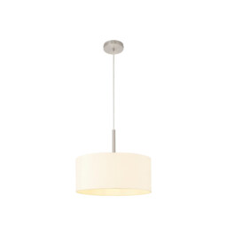 Baymont Satin Nickel E27 Single Pendant With 40cm x 18cm Faux Silk Shade, Ivory Pearl/White Laminate - thumbnail 5