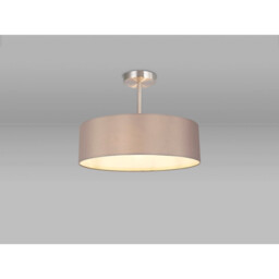 Baymont Satin Nickel 3 Light E27 Semi Flush Fixture, With 45cm x 15cm Faux Silk Shade, Grey - thumbnail 2