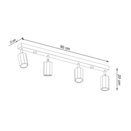 Zeke Oak Octagon Ceiling Spotlight Bar Wood, 4x GU10 - thumbnail 5