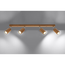 Zeke Oak Octagon Ceiling Spotlight Bar Wood, 4x GU10 - thumbnail 3