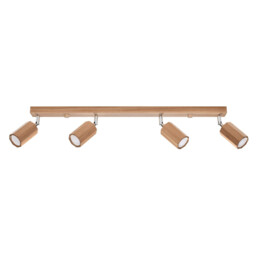 Zeke Oak Octagon Ceiling Spotlight Bar Wood, 4x GU10 - thumbnail 1