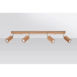 Zeke Oak Octagon Ceiling Spotlight Bar Wood, 4x GU10 - thumbnail 2