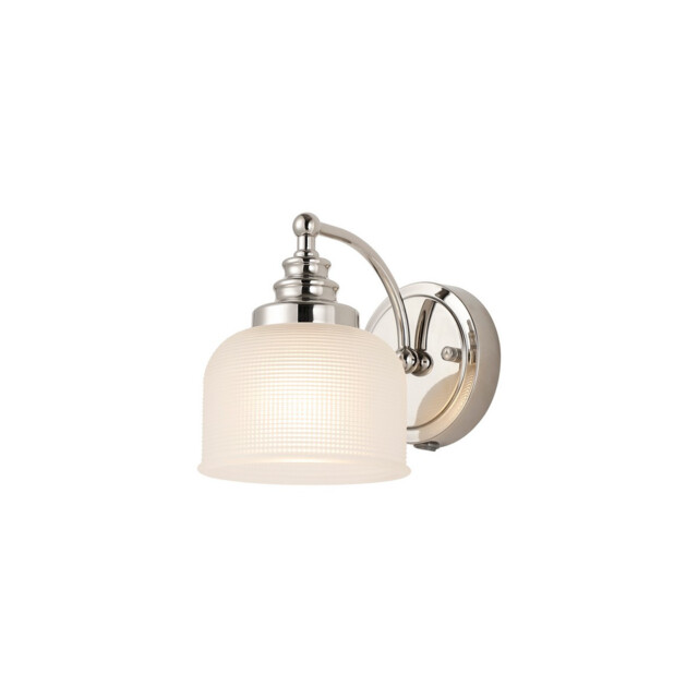 DeRuyter Switched Wall Light, 1 Light E27 Polished Nickel/Frosted Glass - image 1