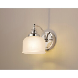 DeRuyter Switched Wall Light, 1 Light E27 Polished Nickel/Frosted Glass - thumbnail 3