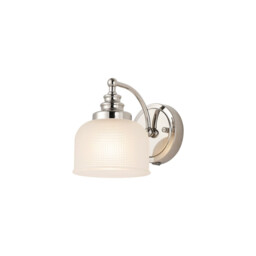 DeRuyter Switched Wall Light, 1 Light E27 Polished Nickel/Frosted Glass - thumbnail 1