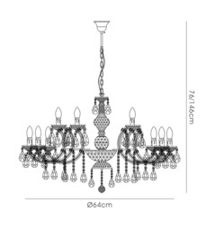Floria Chandelier with Acrylic Sconce & Acrylic Droplets 6+3 Light E14 Polished Chrome - thumbnail 3
