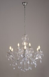 Floria Chandelier with Acrylic Sconce & Acrylic Droplets 6+3 Light E14 Polished Chrome - thumbnail 2