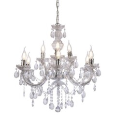 Floria Chandelier with Acrylic Sconce & Acrylic Droplets 6+3 Light E14 Polished Chrome