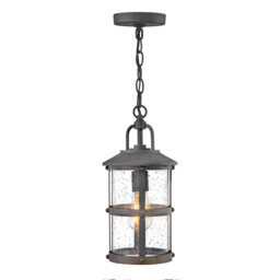 Hinkley Lakehouse Outdoor Pendant Ceiling Light Aged Zinc with Driftwood Grey, IP44 - thumbnail 1