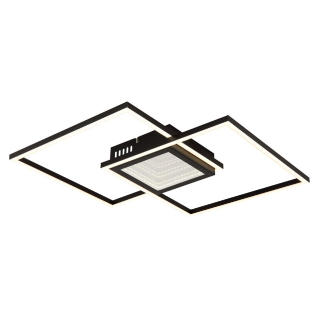 Saunders 43cm Integrated LED Semi Flush Ceiling Light Matt Black 2x LED Dimmable 2700-6500K Remote Control Timer - image 1