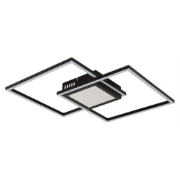 Saunders 43cm Integrated LED Semi Flush Ceiling Light Matt Black 2x LED Dimmable 2700-6500K Remote Control Timer - thumbnail 2