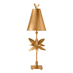 Azalea 1 Light Table Lamp Gold Floral Leaves Design, E27 - thumbnail 1