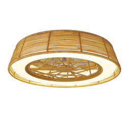 Indonesia 70W LED Dimmable Ceiling Light With Built-In 35W DC Reversible Fan, Beige Rattan, 4200lm, 5yrs Warranty - thumbnail 1