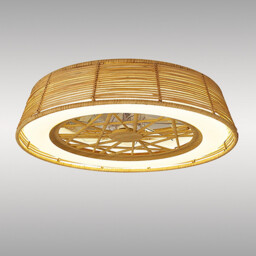 Indonesia 70W LED Dimmable Ceiling Light With Built-In 35W DC Reversible Fan, Beige Rattan, 4200lm, 5yrs Warranty - thumbnail 2