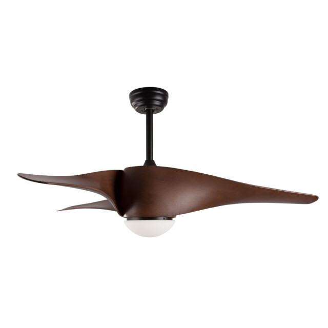 Breeze Ceiling Fan Steel Matt Black & Glass 3ABS Blades with Wood - image 1