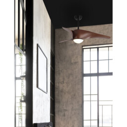 Breeze Ceiling Fan Steel Matt Black & Glass 3ABS Blades with Wood - thumbnail 2