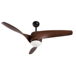 Breeze Ceiling Fan Steel Matt Black & Glass 3ABS Blades with Wood - thumbnail 3
