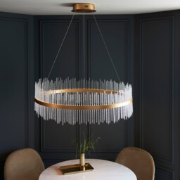 Trapani Pendant Ceiling Light Brushed Gold Plated, Clear Glass - thumbnail 3