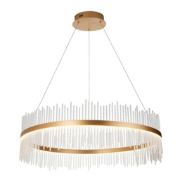 Trapani Pendant Ceiling Light Brushed Gold Plated, Clear Glass - thumbnail 1