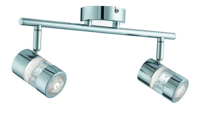 Bubbles LED 2 Light Bathroom Spotlight Bar Chrome Bubble Effect IP44 - image 1