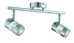 Bubbles LED 2 Light Bathroom Spotlight Bar Chrome Bubble Effect IP44 - thumbnail 1