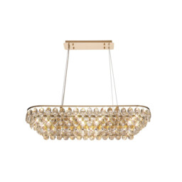 Coniston Linear Pendant, 8 Light E14, French Gold/Crystal Item Weight: 15.7kg - thumbnail 1
