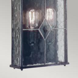 Wexford 2 Light Outdoor Wall Half Lantern Light Black Silver IP43, E27 - thumbnail 3