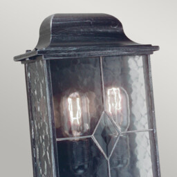 Wexford 2 Light Outdoor Wall Half Lantern Light Black Silver IP43, E27 - thumbnail 2