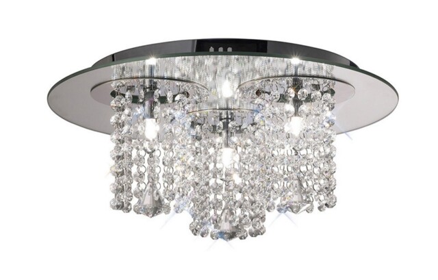 Pegasus Flush Ceiling 3 Light Polished Chrome, Mirror, Crystal - image 1