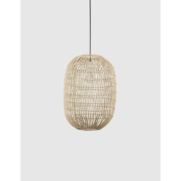 Melody 30cm Dome Pendant Ceiling Light Natural Rattan Black Fabric Wire, Base LED E27 - thumbnail 3