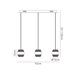 Khalifa Ceiling Pendant 3 X 6W LED 3000K Line Polished Chrome, Glass, 3240lm, - thumbnail 2