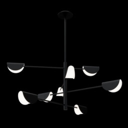 Mollis Modern Multi Arm Pendant Ceiling Light Black, Acrylic Shade - thumbnail 2