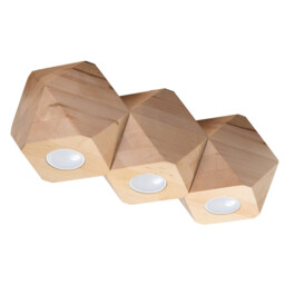 Woody Surface Mounted Downlight, Natural Wood, 3x GU10 - thumbnail 1