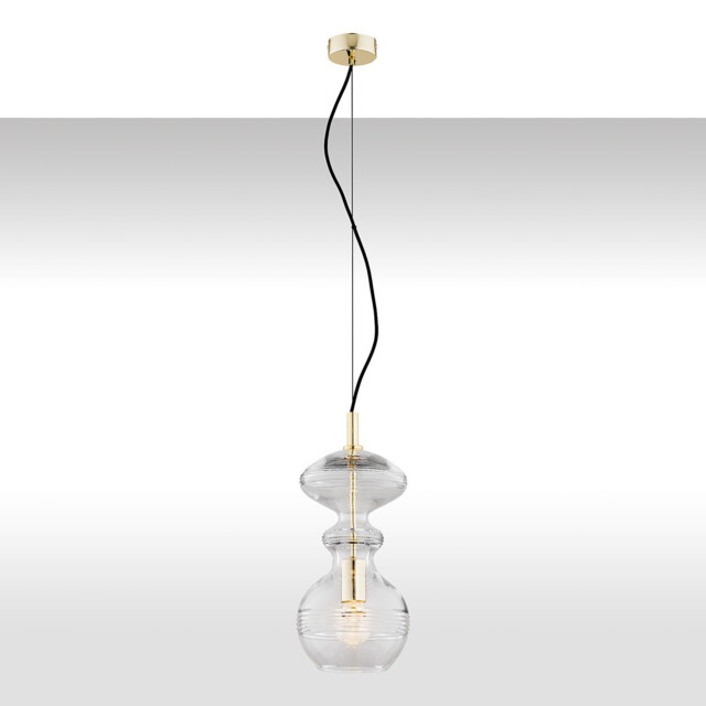 Bilbao I Dome Pendant Ceiling Light Transparent, Brass Steel - image 1