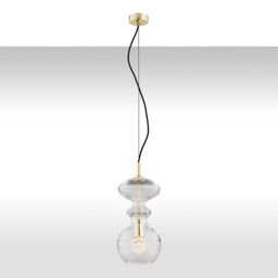 Bilbao I Dome Pendant Ceiling Light Transparent, Brass Steel - thumbnail 1