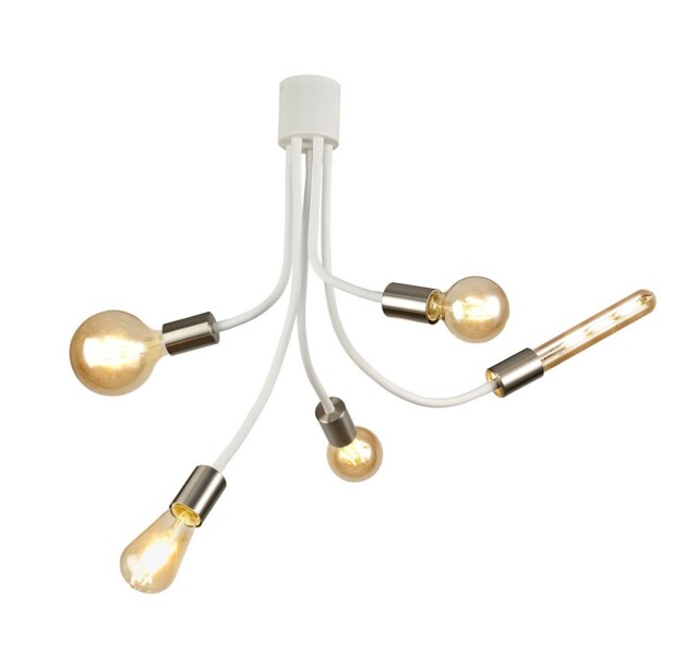 Benton Flexible Semi Flush Ceiling 5 Light E27 Satin White, Satin Nickel - image 1