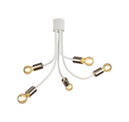 Benton Flexible Semi Flush Ceiling 5 Light E27 Satin White, Satin Nickel - thumbnail 5