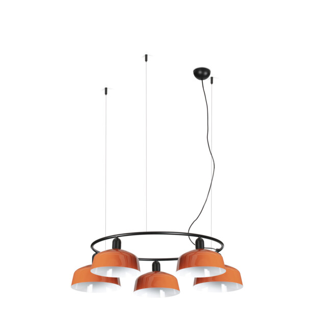 Tatawin Medium Pendant Ceiling Light Black, Gloss Reddish Orange 5x E27