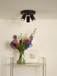 Grony Modern Ceiling Spotlight - LED Dim to warm - GU10 - 3x5W 2200K/3000K - Black - thumbnail 5