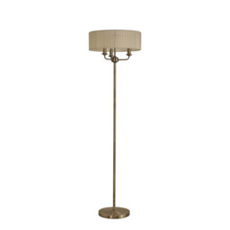 Banyan 3 Light Switched Floor Lamp With 45cm x 15cm Cream Organza Shade Antique Brass/Cream - thumbnail 5