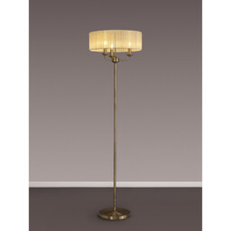 Banyan 3 Light Switched Floor Lamp With 45cm x 15cm Cream Organza Shade Antique Brass/Cream - thumbnail 2