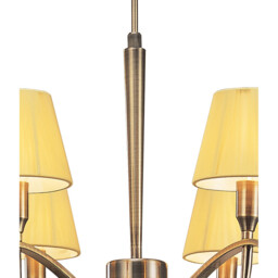 Siena Pendant Round 6 Light E14, Antique Brass With Amber Cream Shades And Amber Crystal - thumbnail 5