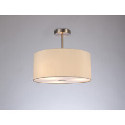 Baymont Satin Nickel 3 Light E27 Semi Flush With 40cm x 18cm Faux Silk Shade, Ivory Pearl/White Laminate - thumbnail 2