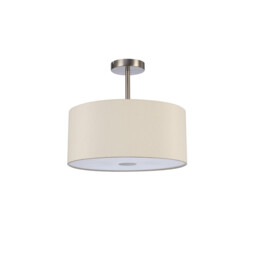 Baymont Satin Nickel 3 Light E27 Semi Flush With 40cm x 18cm Faux Silk Shade, Ivory Pearl/White Laminate - thumbnail 5