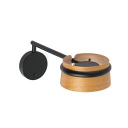 Loop LED Indoor Wall Lamp Black, Wood - thumbnail 1